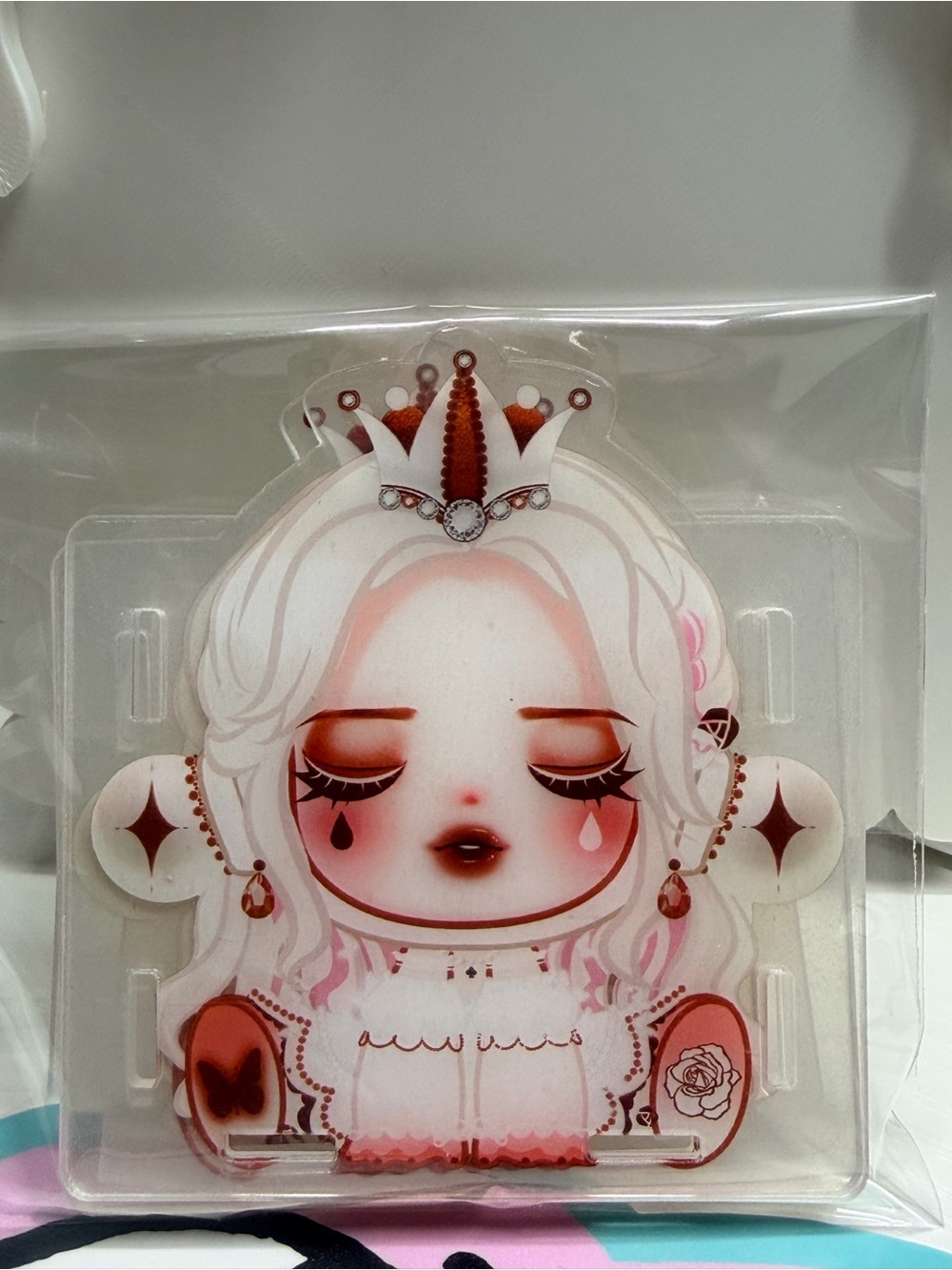 Cute Pink Crowned Doll Acrylic Pen Holder